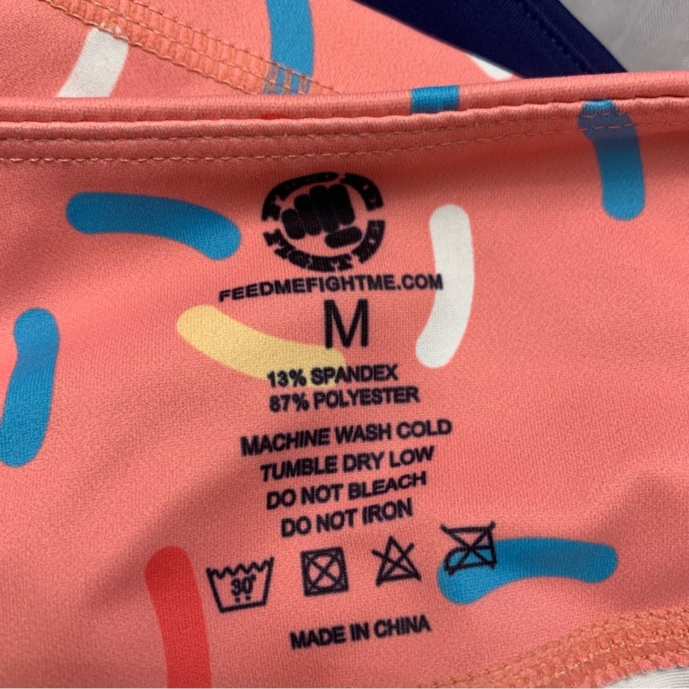 Feed Me Fight Me Sprinkle Print Athletic Shorts Womens Medium Pink Excellent - Picture 9 of 9
